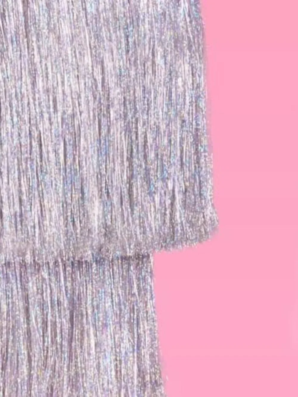 Iridescent Silver Foil Fringe Tinsel Chandelier | 16